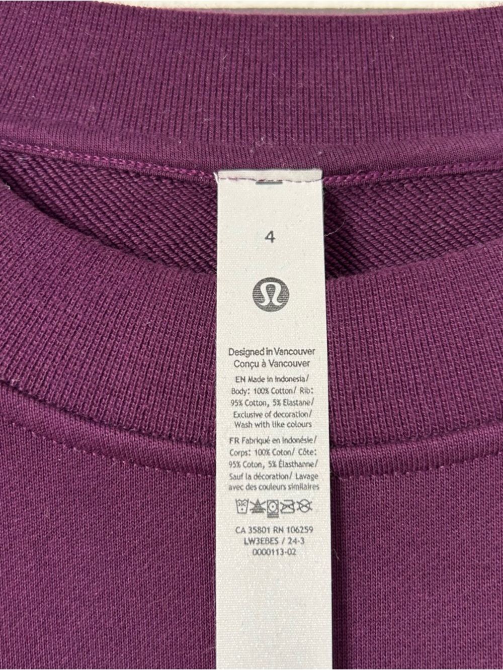 Lululemon Perfectly Oversized Cropped Crew *French Terry Dramatic Magenta Size 4 - Picture 5 of 9